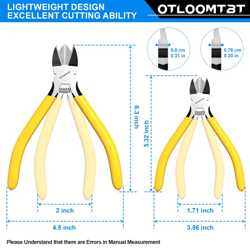 OTLOOMTBT 6-In and 5-In 2 PCS Ultra Sharp Compact Wire Cutters with Long Flat Nose Pliers Ideal for Cutting Crafts  Flowers  Plastics  Appliances and Any Clean Cutting Needs Powerful Wire Cutter - Image 2